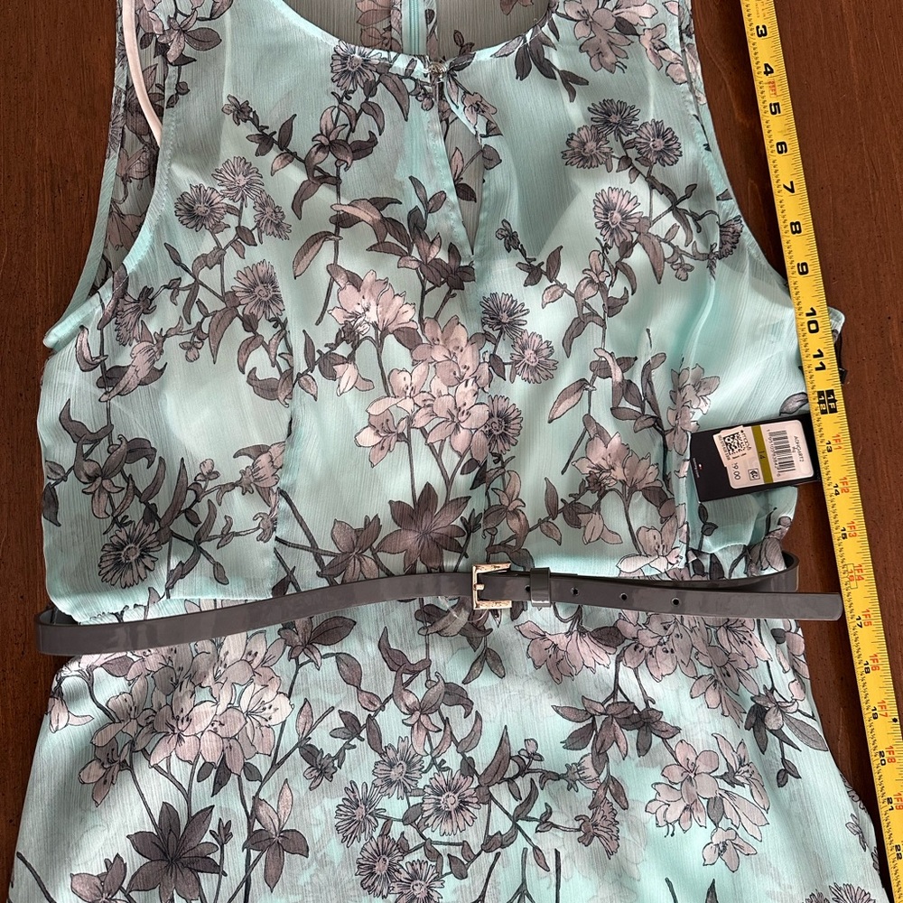 Floral Sleeveless Dress with Belt